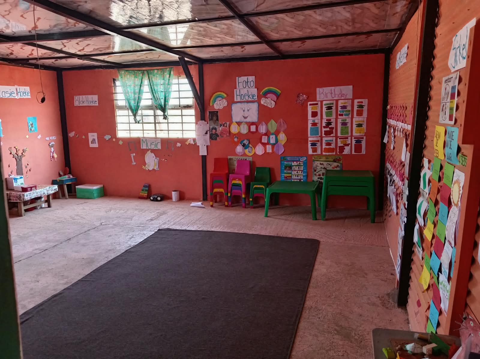 A Little Wonder classroom, with its learning corners, tables and reading mat